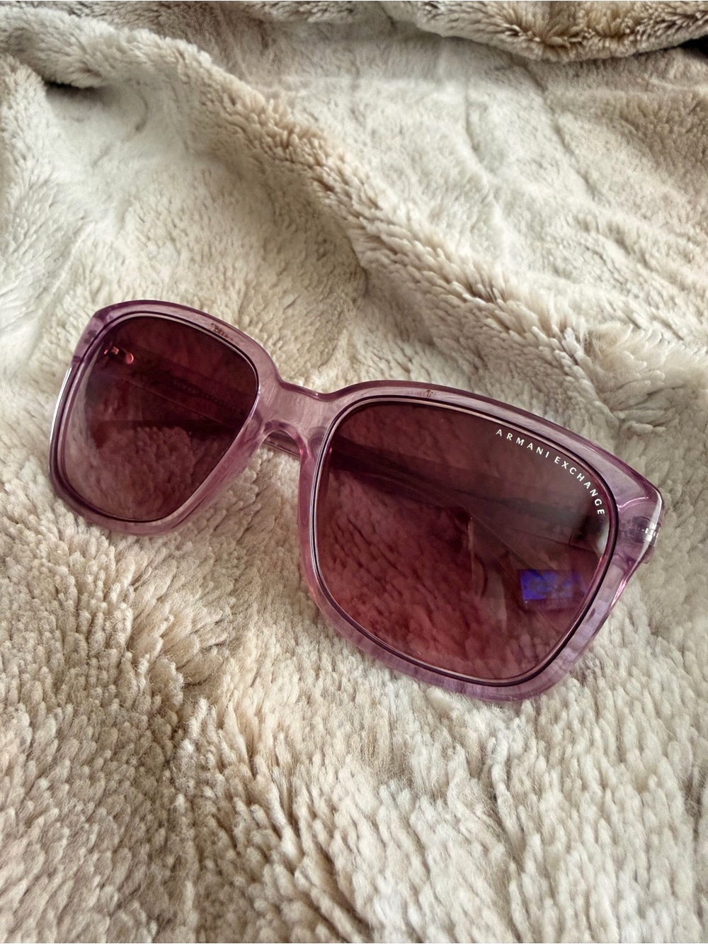Armani Exchange Translucent Pink Oversized Square Sunglasses